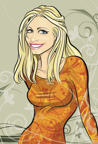 Cartoon: orange swirls (medium) by michaelscholl tagged sexy,woman,blond,orange