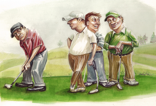 Cartoon: the mouth (medium) by michaelscholl tagged golf,sport,putting,talking