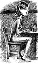 Cartoon: Girl Friday (small) by michaelscholl tagged woman,sitting,profile,ink