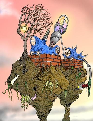 Cartoon: Family nest (medium) by drackydoo tagged oblon,bizarre,weird,sciencefiction