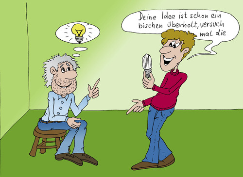 Cartoon: veraltete Idee (medium) by Wolfgang tagged idee,glühbirne,energiesparlampe