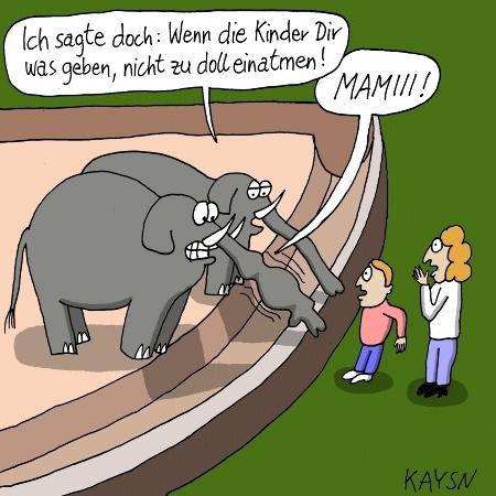 Cartoon: Elefanten (medium) by KAYSN tagged elefant,zoo,kinder,einatmen