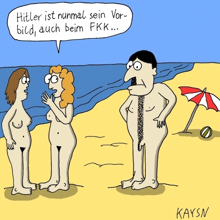 Cartoon: FKK (medium) by KAYSN tagged fkk,hitlerbart,hitler,strand,vorbild