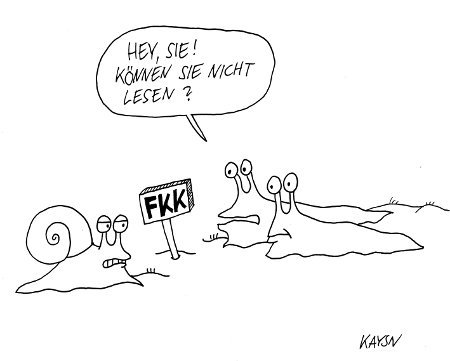 Cartoon: Nacktschnecken (medium) by KAYSN tagged schnecke,nacktschnecke,fkk,nackt