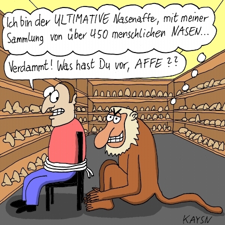 Cartoon: Nasenaffe (medium) by KAYSN tagged nasenaffe,nase,sammlung