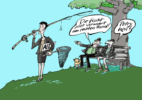 Cartoon: auf Angeltour (medium) by sobecartoons tagged politik,rechter,rand,sportfischerin,netzwerk,politik,rechter,rand,sportfischerin,netzwerk,petry,afd,popolisten,rechtsradikal