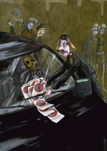 Cartoon: Das Auge des Gesetzes wacht! (medium) by sobecartoons tagged erfüllungsgehilfen,menschlichkeit,politik,übereifer,geld,auto,tod,strafe,ordnung