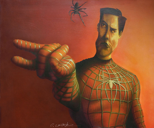 Cartoon: The fears of Spiderman (medium) by fantasio tagged fear,portrait,red,caricature,spiderman