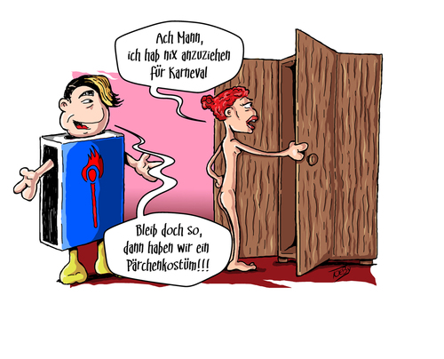 Cartoon: Fiona will zum Karneval (medium) by Toeby tagged fiona,erdmann,streichholz,karneval,dschungelcamp,topmodel,toeby,mark,töbermaann