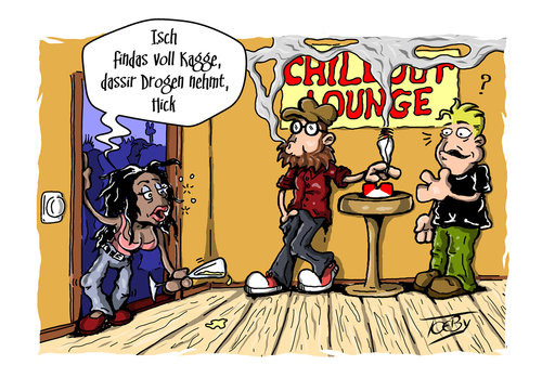 Cartoon: Neulich auf ner Studenten-Party (medium) by Toeby tagged alkohol,marihuana,saufen,kiffen,drogen,party,toeby,mark,töbermann