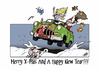 Cartoon: Merry X-Mas!!! (small) by Toeby tagged christmas greetings grüsse mark töbermann angel engel christkind santa claus car auto bunny hase toeby weihnachten