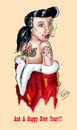 Cartoon: Merry X-Mas to all Toon-Pooler (small) by Toeby tagged christmas girl greetings grüsse mark töbermann mädchen pinup rockebilly tattoo toeby weihnachten