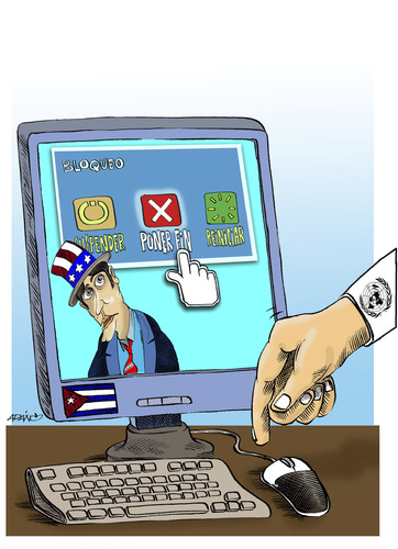 Cartoon: abajo el bloqueo (medium) by adancartoons tagged cuba,euu,bloqueo