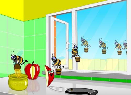 Cartoon: Bees (medium) by sollywood tagged bees,ecard,flash,honey,apple,