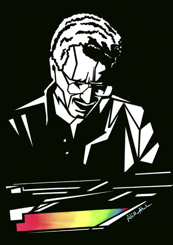 Cartoon: Keith Jarrett (medium) by Atilla Atala tagged keith,jarrett,jazz,piano