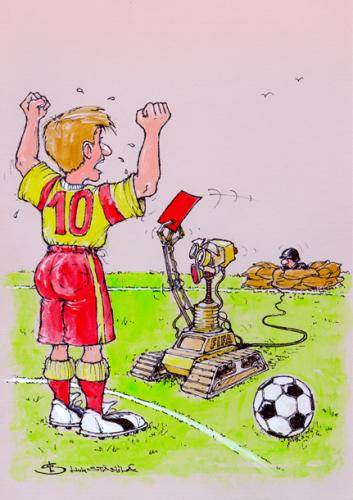 Cartoon: hitech (medium) by Liviu tagged football,robot,red,out,