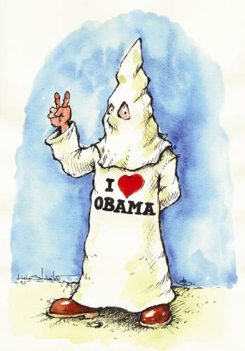 Cartoon: kkk.o. (medium) by Liviu tagged message,kkk,obama