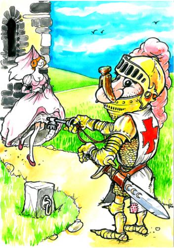 Cartoon: precaution (medium) by Liviu tagged key,chastity,belt,knight,