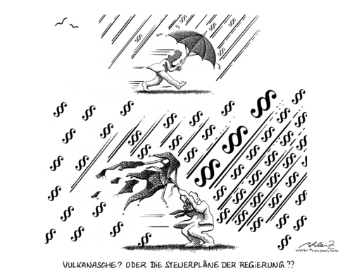 Cartoon: Asche (medium) by Pohlenz tagged vulkanasche,steuern,abgaben,steuern,steuer
