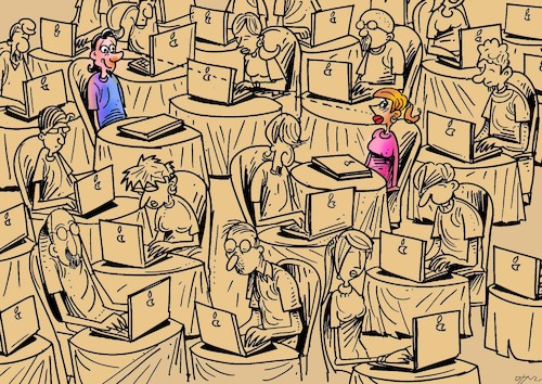 Cartoon: communication and technology (medium) by oguzgurel tagged communication,and,technology