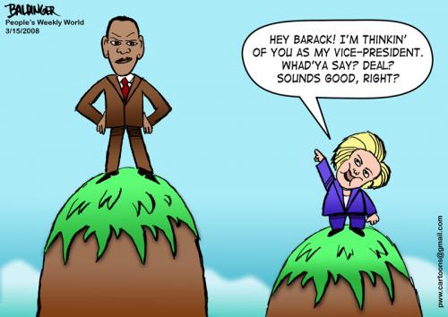 Cartoon: Barack And Hillary (medium) by dbaldinger tagged barack,hillary,usa,president,election,