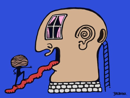 Cartoon: Brain House (medium) by dbaldinger tagged brain,head,empty