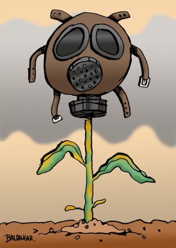Cartoon: Gas Mask (medium) by dbaldinger tagged environment,pollution,ecology