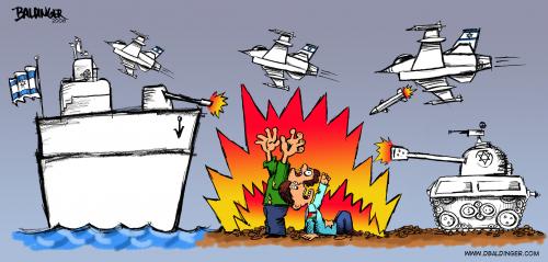Cartoon: Gaza In Flames (medium) by dbaldinger tagged gaza,israel,war,bombs