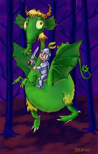 Cartoon: Jabberwock (medium) by dbaldinger tagged fantasy,monster,knight,dragon,