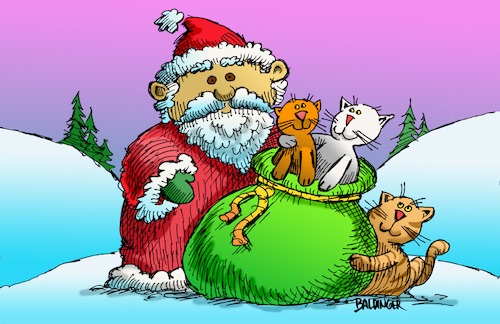 Cartoon: Merry Christmas (medium) by dbaldinger tagged santa,cats,winter,holiday,snow,presents,santa,cats,winter,holiday,snow,presents