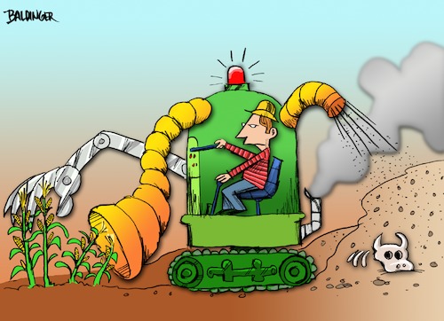 Cartoon: Over Farming (medium) by dbaldinger tagged farm,food,environment,agriculture,farm,food,environment,agriculture