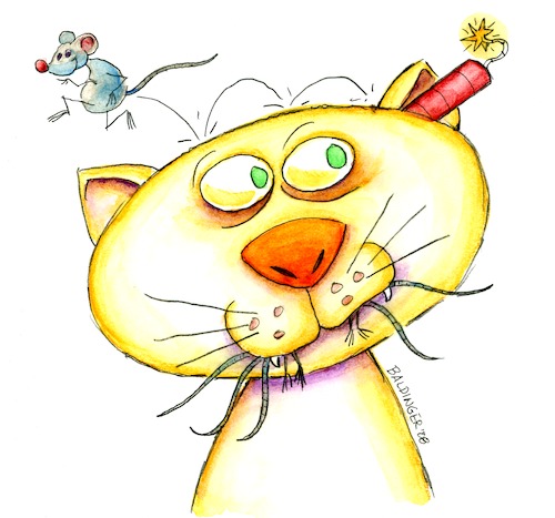 Cartoon: Payback (medium) by dbaldinger tagged cat,mouse,dynamite,revenge,humour