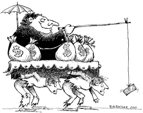 Cartoon: Rich And Poor bw (medium) by dbaldinger tagged wealth,slavery,money,servitude,rich,poor,wealth,slavery,money,servitude,rich,poor