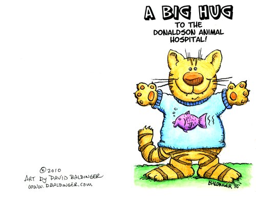Cartoon: Thank You Card (medium) by dbaldinger tagged cat,hug,tshirt,thankyou