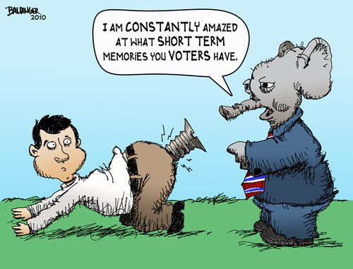 Cartoon: The Modern American Voter (medium) by dbaldinger tagged election,voters,americans,republicans,elephant