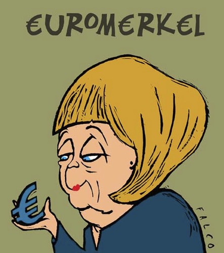 Cartoon: EuroMerkel (medium) by alexfalcocartoons tagged euromerkel