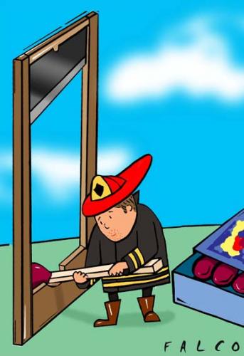 Cartoon: fireman (medium) by alexfalcocartoons tagged fireman,fire,matches