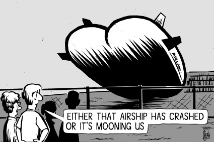 Cartoon: Airlander airship (medium) by sinann tagged airlander,airship,crash,mooning