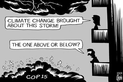 Cartoon: Copenhagen storm (medium) by sinann tagged copenhagen,cop,15,climate,change,storm,riots