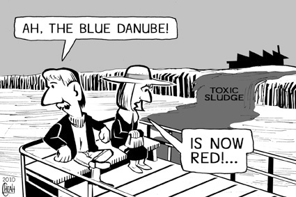 Cartoon: Danube sludge (medium) by sinann tagged danube,toxic,sludge,blue,red