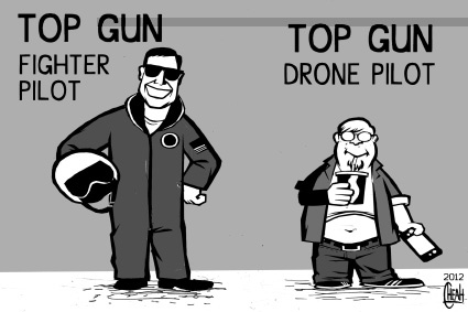Cartoon: Drone pilot (medium) by sinann tagged drone,pilot,top,gun,fighter