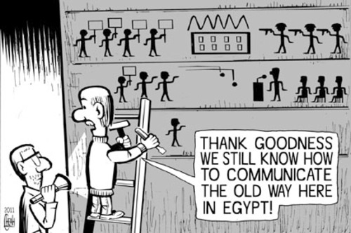 Cartoon: Egypt communication (medium) by sinann tagged egypt,communication,hieroglyphs