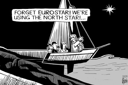 Cartoon: Eurostar woes (medium) by sinann tagged eurostar,north,star,stranded,travel