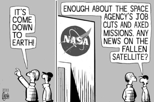Cartoon: Fallen satellite (medium) by sinann tagged nasa,satellite,fallen,down,earth