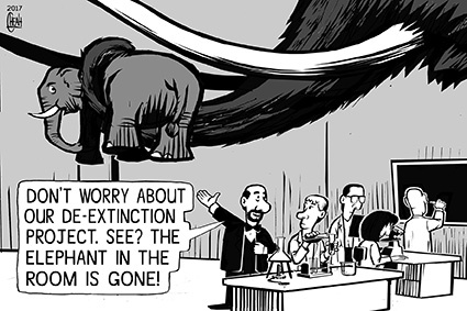 Cartoon: Mammoth in the room (medium) by sinann tagged mammoth,elephant,de,extinction,resurrection