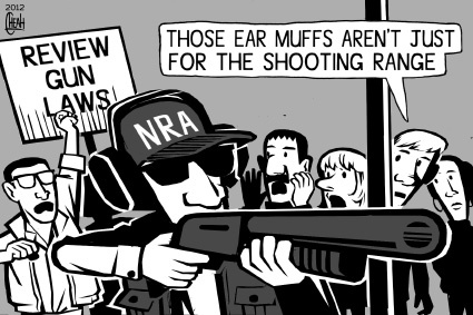 Cartoon: NRA ear muffs (medium) by sinann tagged nra,national,rifle,association