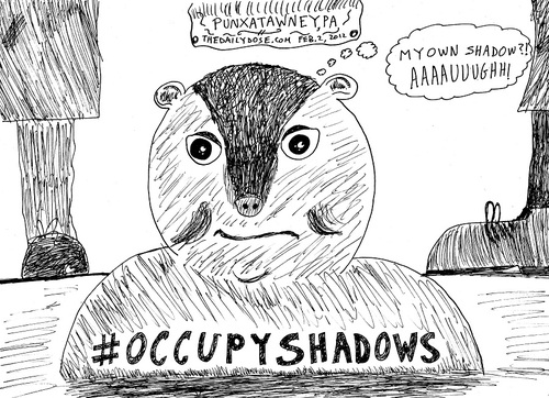 Cartoon: Occupy Groundhog Day (medium) by laughzilla tagged punxatawney,phil,groundhog,day,occupy,shadows,ows,irony,satire,laughzilla,forecast,winter