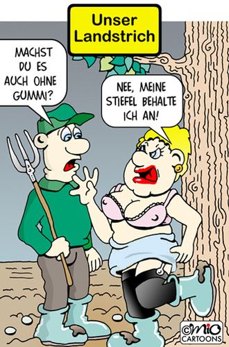 Cartoon: Bauer sucht Frau (medium) by MiO tagged prostituierte,mio,bauer,gummistiefel,nutte,landwirt,landstrich,gummi,frau