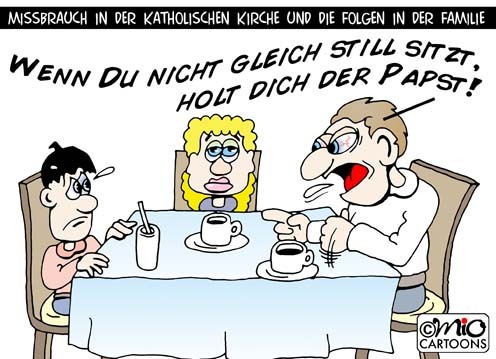 Cartoon: Katholische Erziehung (medium) by MiO tagged kirche,mio,papst,erziehung,katholiken,familie