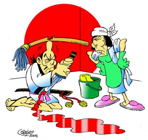 Cartoon: Harakiri (medium) by Salas tagged harakiri,japan,suicide,katana,